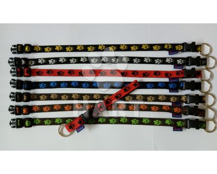 Obojek popruhový ZERO DC, TLAPKY, š.25mm/dl.40-60cm s bezpečnostním kroužkem