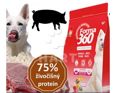 FORMA 360 dog adult VEPŘOVÉ + rýže medium 12kg + dárek(tekuté mýdlo VICTORIA s aloe vera, antibakteriální)