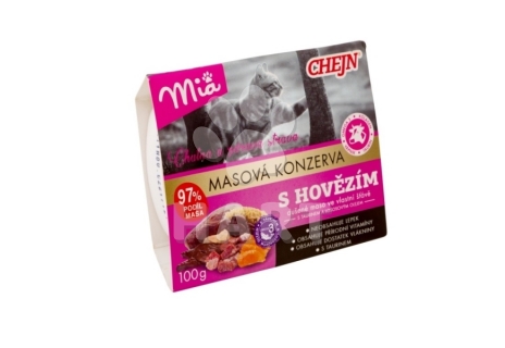 Chejn Mia vanička pro kočky hovězí (97% masa)100 g