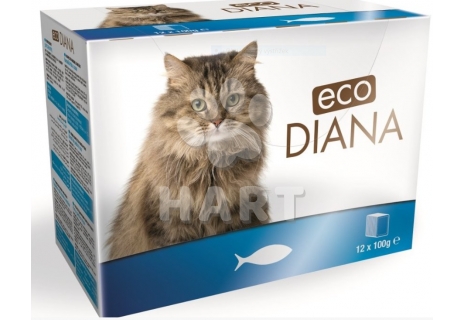 Kapsičky -sada 12kapsiček - Diana eco Cat kapsičky rybí kousky v omáčce 12x100g