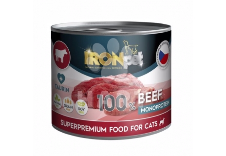 Konzerva IRONpet Cat Beef (Hovězí) 100% Monoprotein,  200 g