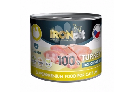 Konzerva IRONpet Cat Turkey (Krůtí) 100% Monoprotein,  200 g