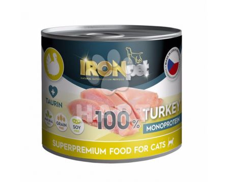 Konzerva IRONpet Cat Turkey (Krůtí) 100% Monoprotein,  200 g