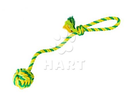 Vrhací lano/přetahovadlo s míčem HipHop bavlněné dl.38cm / míč prům.7cm
