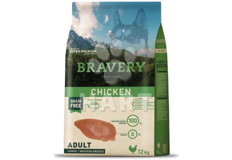 Bravery Dog   ADULT  LARGE/MEDIUM    CHICKEN(lkuře)  12kg