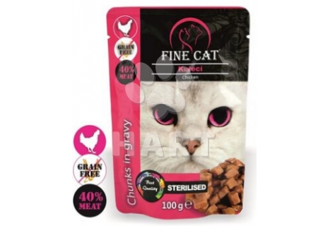 Fine Cat kapsička Grain-Free Sterilised kuřecí v omáčce 100 g