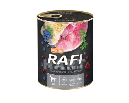 RAFI paštika s hovězími držky, vepřovou šunkou, borůvkami a brusinkami 800g - konzerva