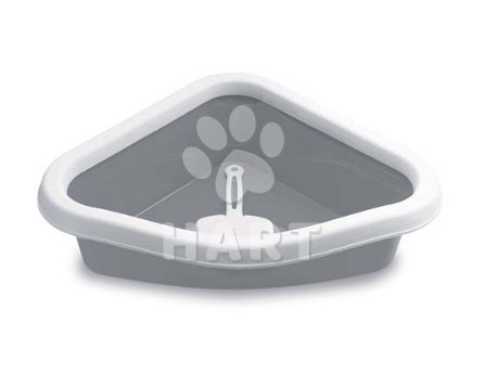 WC Cat Sprint Corner Rohová kočičí toaleta šedá/bílá 40x56x14cm