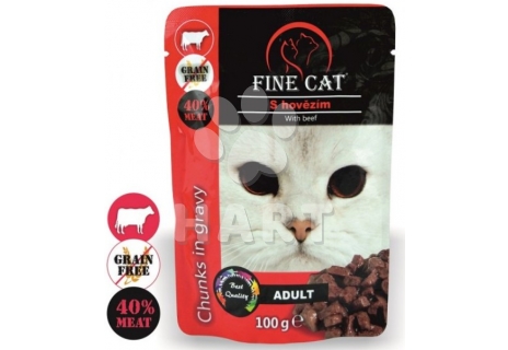 Fine Cat kapsička Grain-Free  Adult hovězí v omáčce 100 g