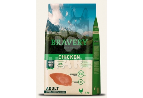 Bravery Dog   ADULT  LARGE/MEDIUM    CHICKEN(kuře)  4kg