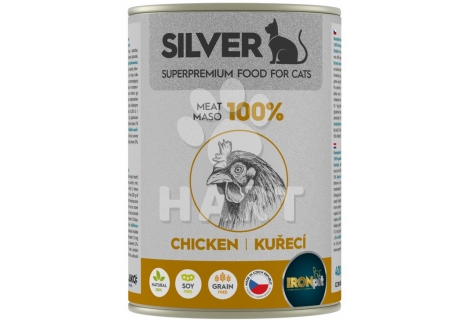 IRONpet Silver Cat Kuřecí 100% masa, konzerva 400 g