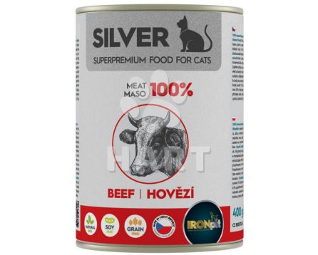 IRONpet Silver Cat Hovězí 100% masa, konzerva 400 g