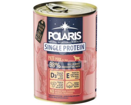 Polaris Single Protein Paté Pes Vepřová(98,7% masa), konzerva 400 g